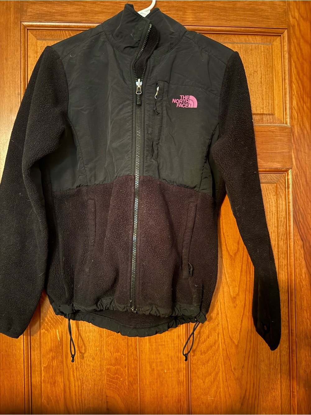 The North Face Black Fleece Jacket with Pink Logo Accent